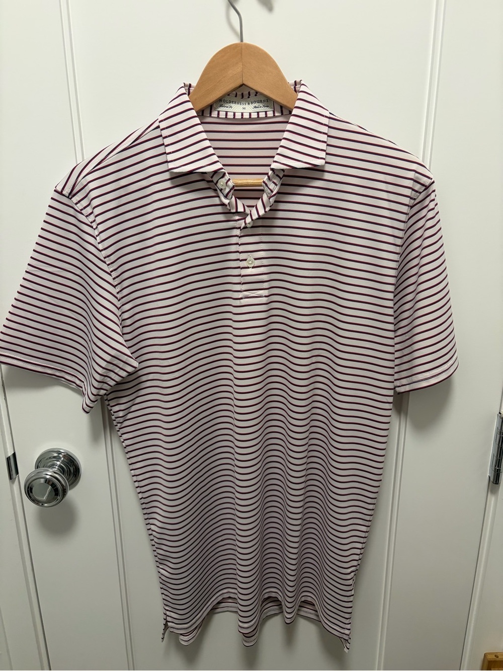 Holderness & Bourne Red, White & Blue Striped Polo Shirt
